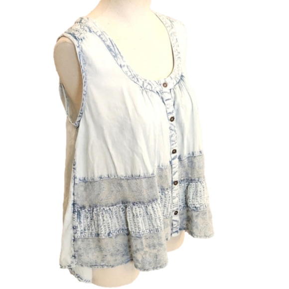 WOMENS Rachel Zoe light chambray embroidered tank top size Small. - Picture 4 of 14